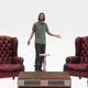 A digital Keanu Reeves seen standing between digital character recreations from the first Matrix film.